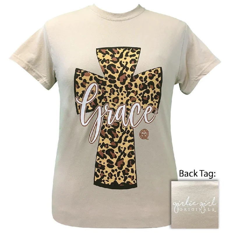 trendy tie-dye t-shirt for ladies -Leopard Grace-Sand SS-2147