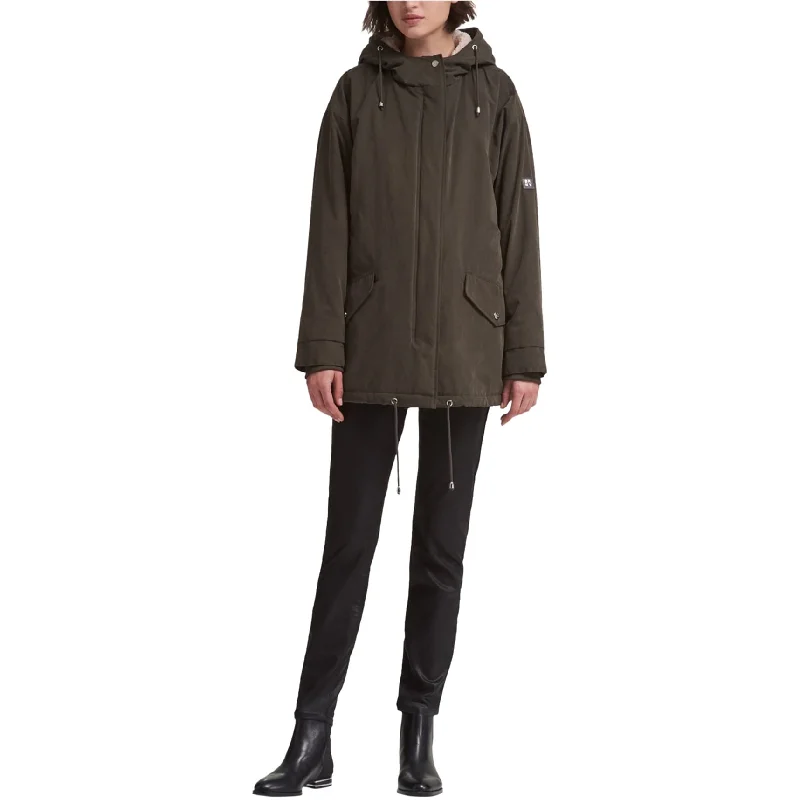 structured blazer jacket for women -Dkny Womens Hooded Parka Coat