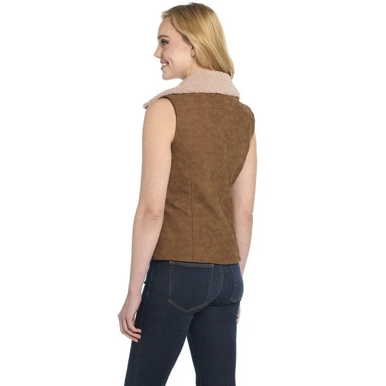 classic camel coat for ladies -Cripple Creek Western Vest Womens Aviator Havana Brown CW8139