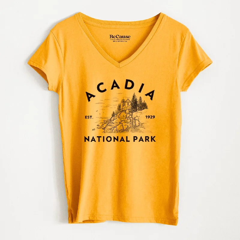 modern high-low hem top for ladies -Acadia National Park - Women's 100% Recycled V-neck