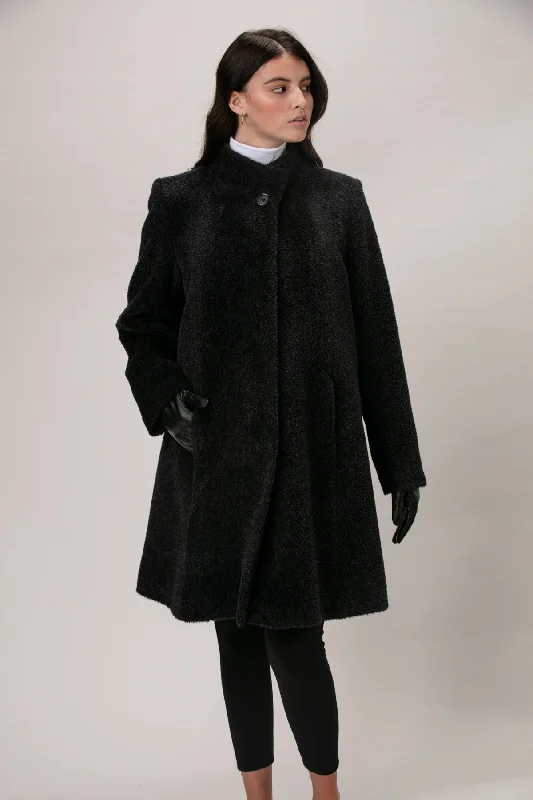 ladies' quilted coat -ANITA Super Soft Alpaca A-Line Coat 1478