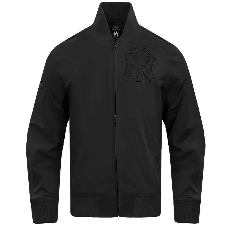 women's asymmetrical zip jacket -MLB NEW YORK YANKEES NEUTRAL TWILL JACKET (BLACK)