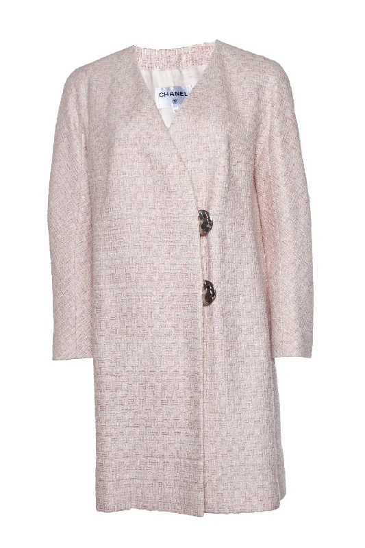 women's oversized corduroy jacket -Pink tweed lurex coat