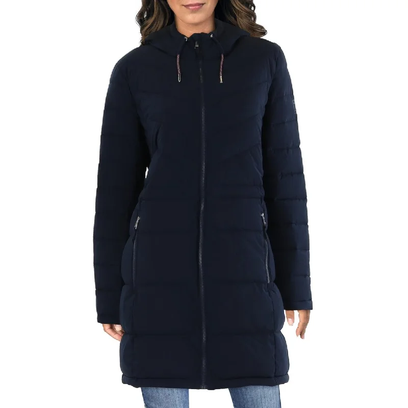 oversized women's coat -Tommy Hilfiger Womens Quilted Midi Puffer Jacket