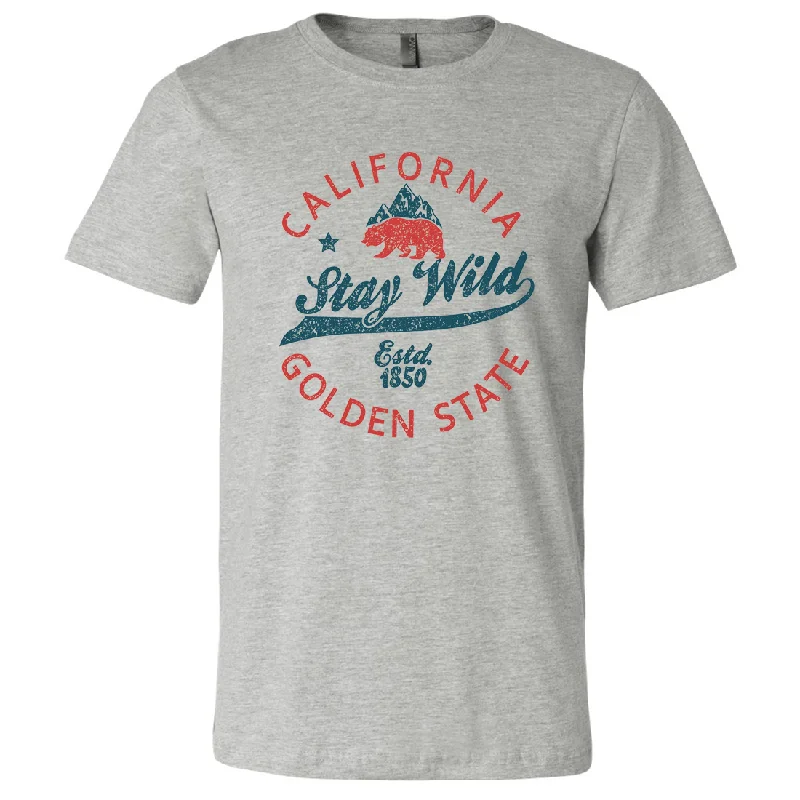 ladies' short sleeve top -California Stay Wild Asst Colors Mens Lightweight Fitted T-Shirt/tee