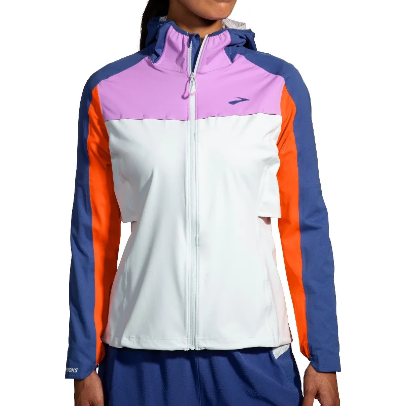 ladies' waterfall drape coat -Brooks High Point Waterproof Womens Running Jacket - White