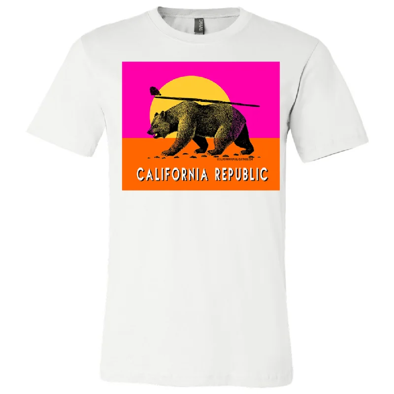 soft waffle-knit top for ladies -California Summer Surf Bear Asst Colors Mens Lightweight Fitted T-Shirt/tee