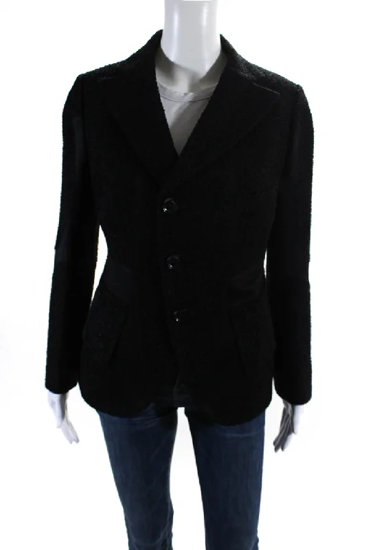 winter parka for women -Shiro Sakai Womens Three Button New Classic Tailored Jacket Jet Black