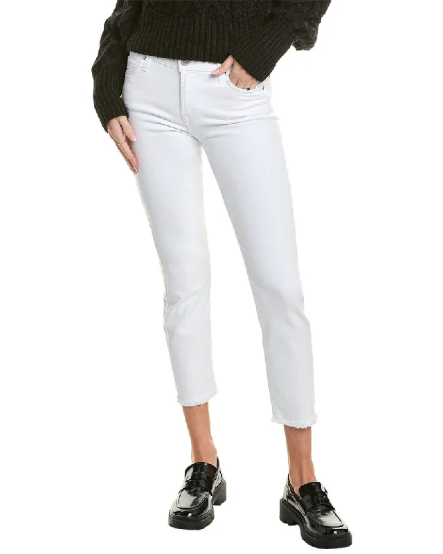 ladies' mid-rise bootcut jeans -7 For All Mankind Roxanne Ankle White Slim Cigarette Jean