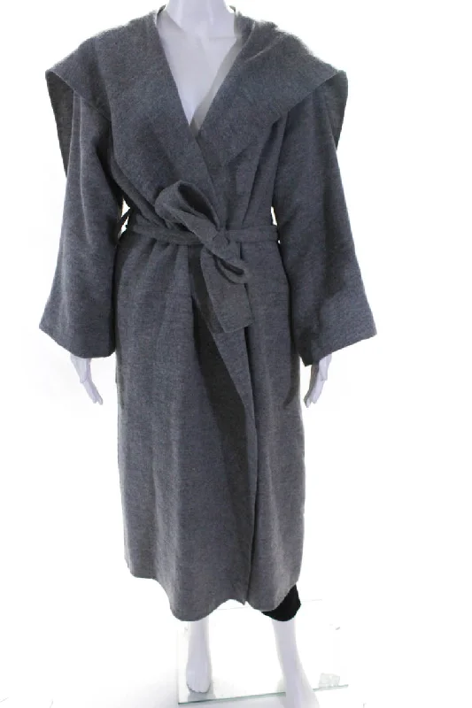 warm down coat for women -The Row Womens Wool Cashmere Toba Wrap Coat Jacket Gray