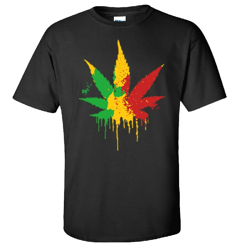 modern high-low hem top for ladies -Rasta Pot Leaf Asst Colors T-shirt/tee