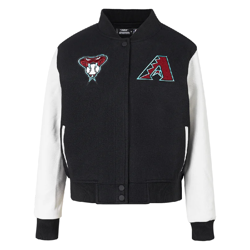 sleek satin bomber jacket for women -MLB ARIZONA DIAMONDBACKS CLASSIC WOMEN'S WOOL VARSITY JACKET (BLACK/WHITE)