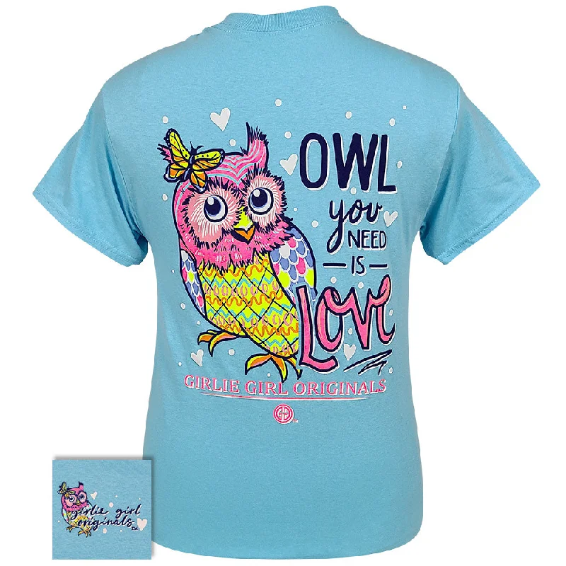 ladies' henley button t-shirt -2521 Owl You Need SS-Sky Blue