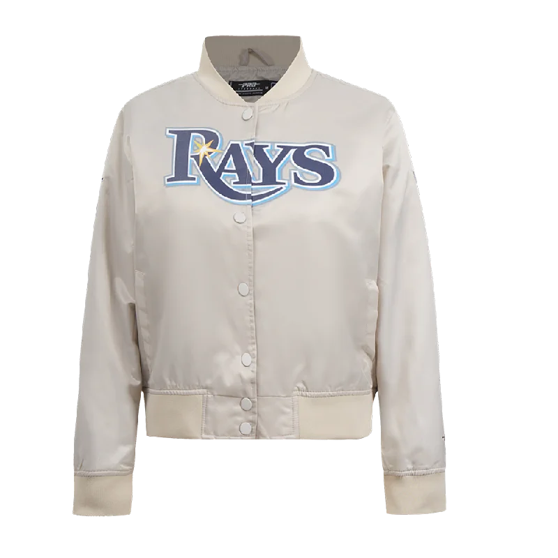 women's slim fit blazer -MLB TAMPA BAY RAYS CLASSIC WOMEN'S SATIN JACKET (SILVER)