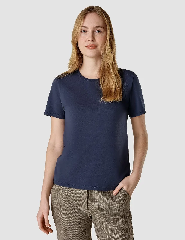 women's twist-front blouse -Supima T-shirt Navy