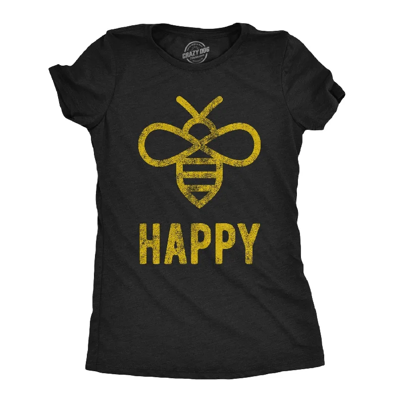 fashionable twisted hem top for women -Bee Happy Women's T Shirt