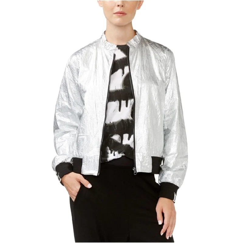 cropped wool blazer for women -Rachel Roy Womens Metallic Bomber Jacket, Metallic, X-Small