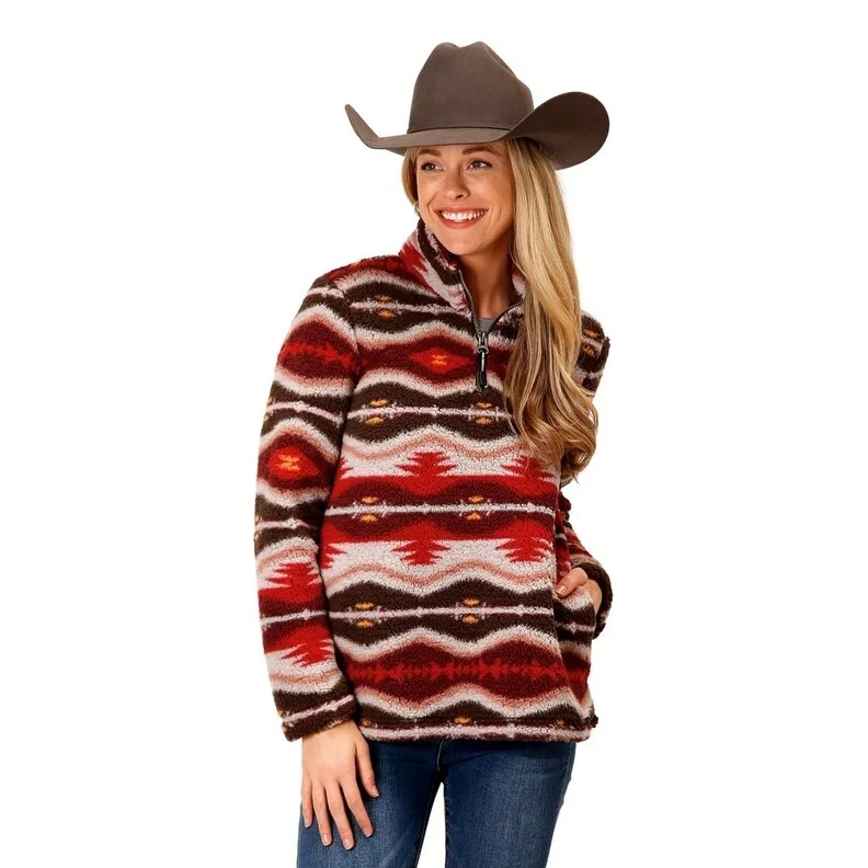 luxury faux fur coat for women -Roper Western Jacket Womens Aztec Logo Multi 03-098-0250-6197 MU