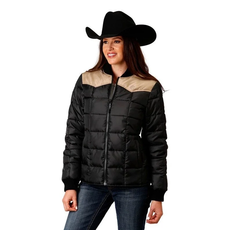 breathable softshell jacket for women -Roper Western Jacket Womens Logo Zip Black 03-098-0761-0534 BL