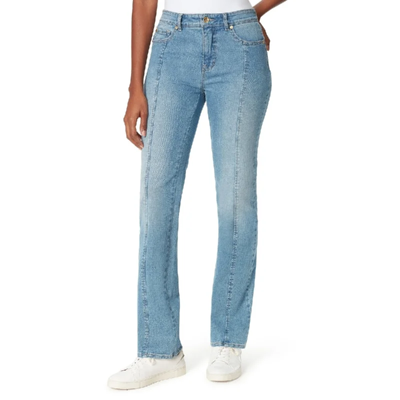 high-waisted ripped jeans for women -Anne Klein Women's Mid Rise Straight Ankle Jeans Blue - 4