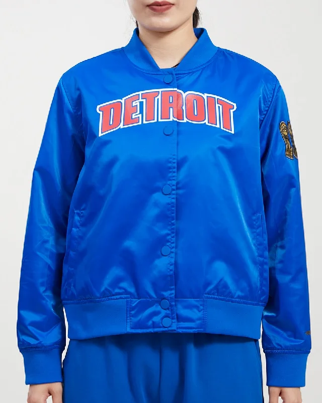 women's bohemian style kimono jacket -NBA DETROIT PISTONS CLASSIC WOMEN'S SATIN JACKET (ROYAL BLUE)