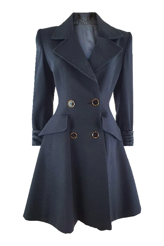 versatile casual coat for women -ANDREA ODICINI Vintage 1980s Black Wool Princess Coat (IT 40)