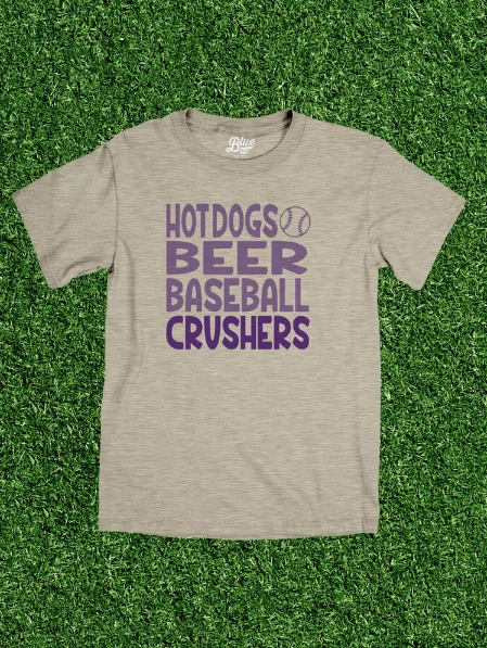 ladies' loose-fit batwing top -Hot Dogs Beer Baseball Crushers Crushers t-shirt