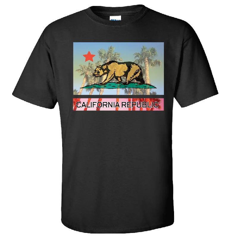 trendy drawstring hem top for ladies -California Republic Palm Tree Bear Asst Colors T-shirt/tee