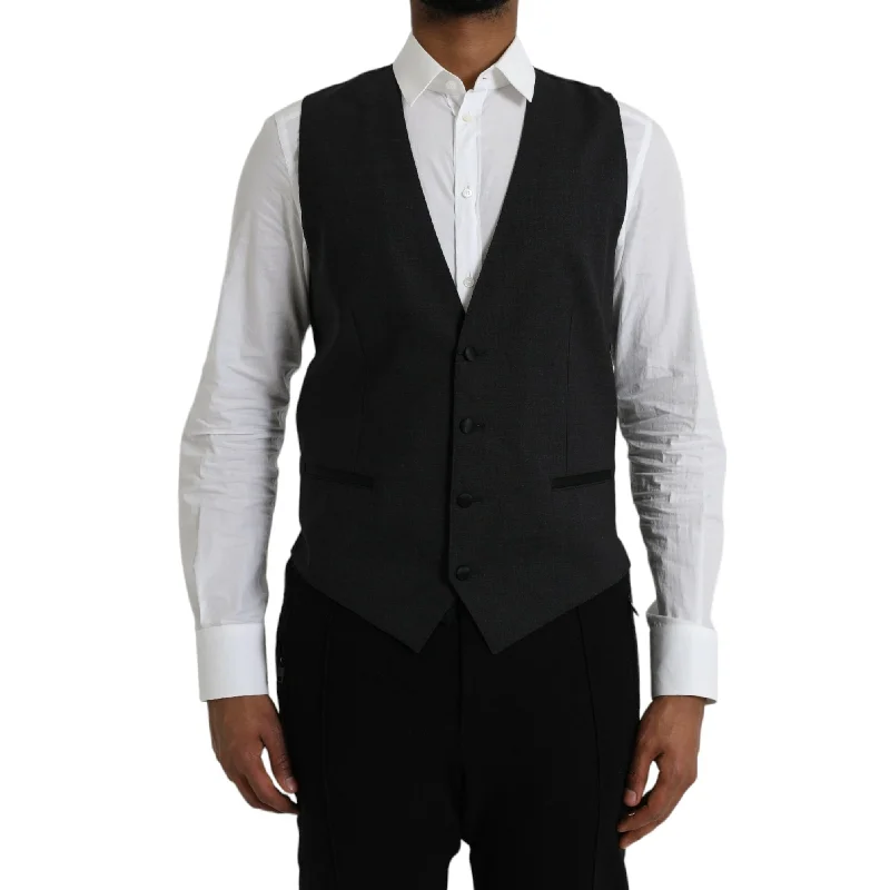 women's travel-friendly jacket -Dolce & Gabbana Black Cotton Waistcoat Dress Formal Men's Vest