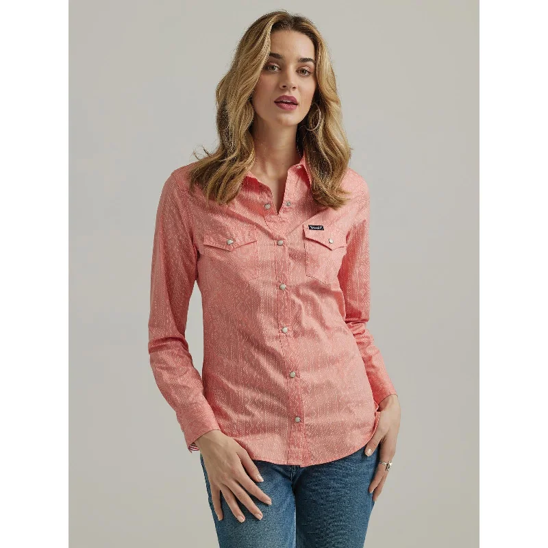 women's button-up shirt -Wrangler Retro® Dress Top - Rose