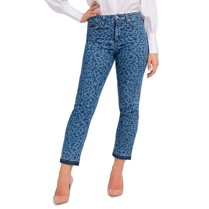 trendy oversized denim jeans for women -GUESS Women's Girly Animal Print Jeans Blue Size 26X29