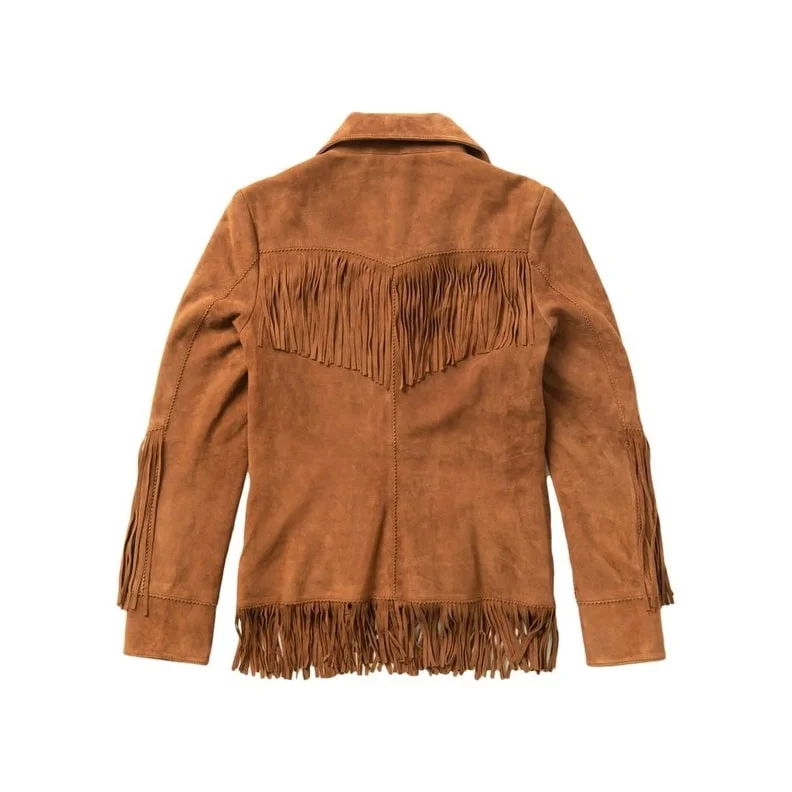 women's cropped bomber jacket -Stetson Western Jacket Womens Suede Fringe Brown 11-098-0539-0048 BR