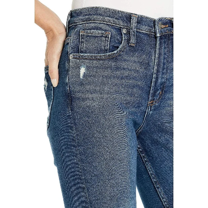 comfortable plus-size denim jeans -Silver Jeans Co. Women's Wash Distressed Frisco Skinny Jeans Blue Size 21/38