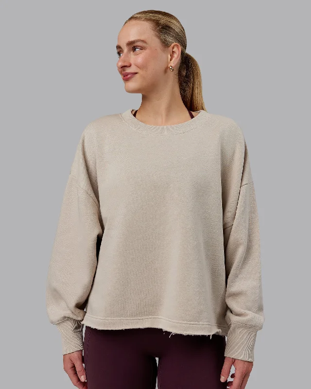 ladies' cowl neck blouse -Oasis Cropped Sweater - Shale Beige