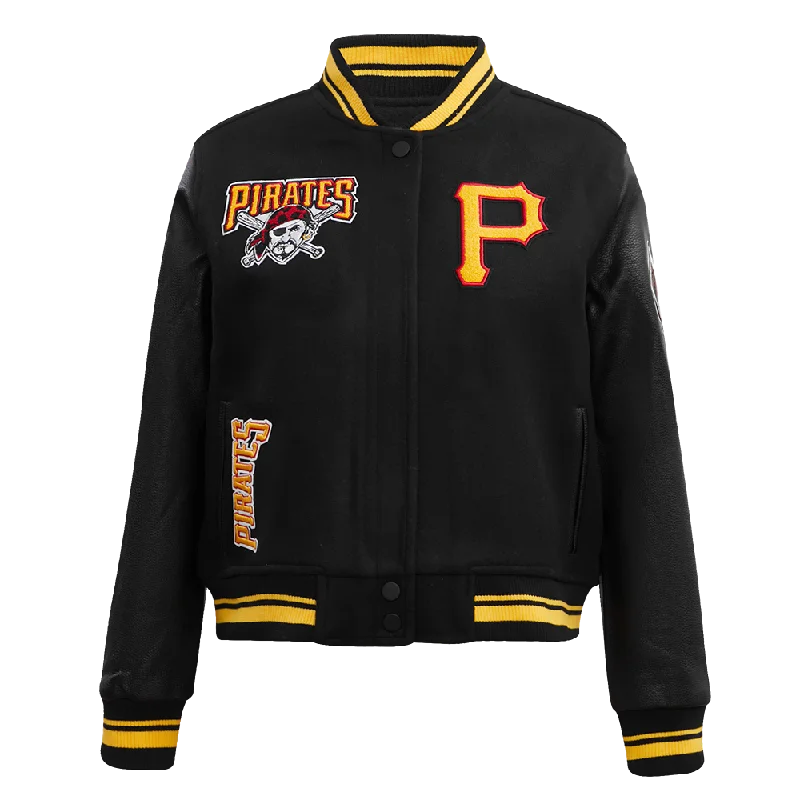 women's lightweight jacket -MLB PITTSBURGH PIRATES RETRO CLASSIC WOMEN'S RIB WOOL VARSITY JACKET (BLACK/YELLOW)