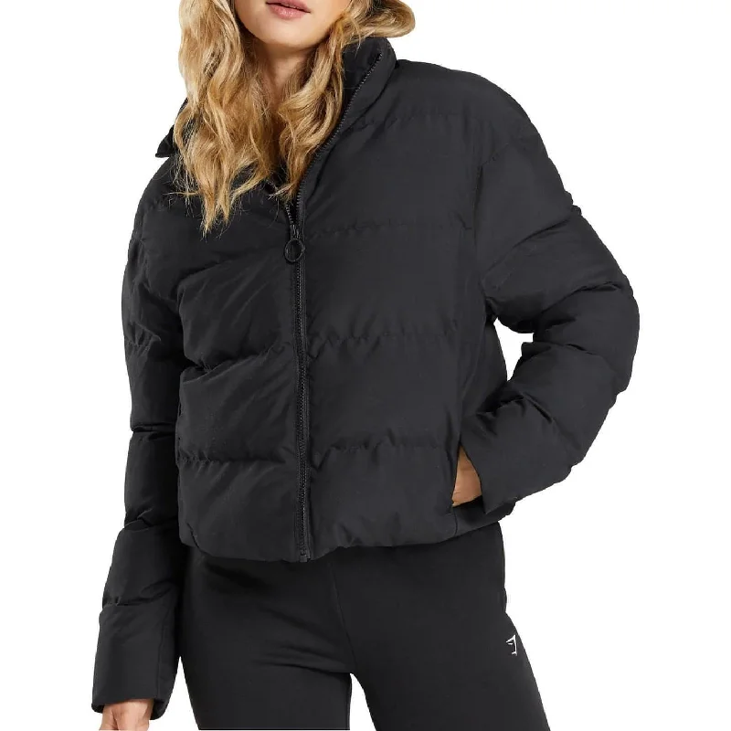 sustainable eco-friendly coat for women -Gymshark Womens Puffer Jacket - Black