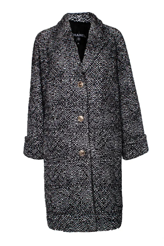 luxury designer winter coat for women -Wool tweed sequinned coat