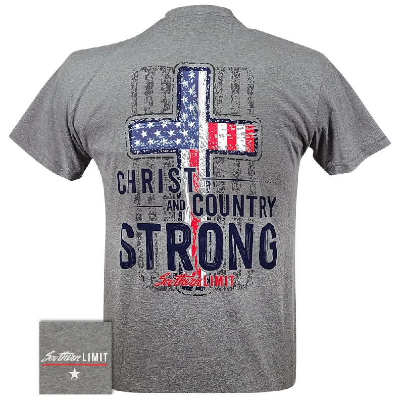 ladies' short sleeve top -Southern Limit Christ Strong - Dark Heather SS-95