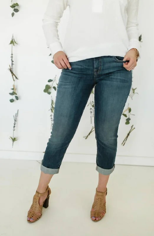 women's cuffed skinny jeans -Lily Midrise Skinny Crop Jean In Blue