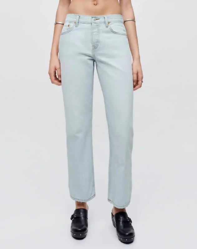 trendy patchwork jeans for ladies -Easy Straight Crop Jean In Acqua