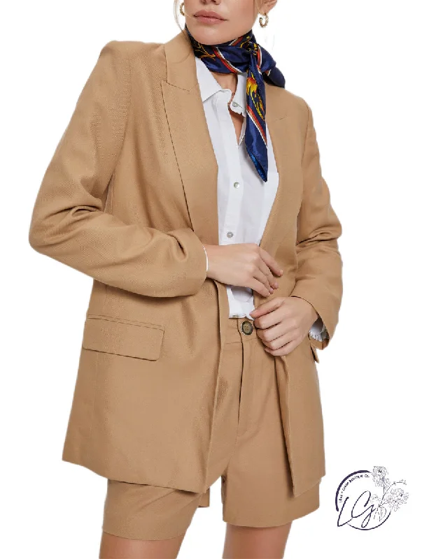 warm padded coat for women -Effortless Drape Blazer