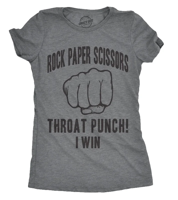 stylish animal print top for women -Rock Paper Scissors Throat Punch Women's T Shirt