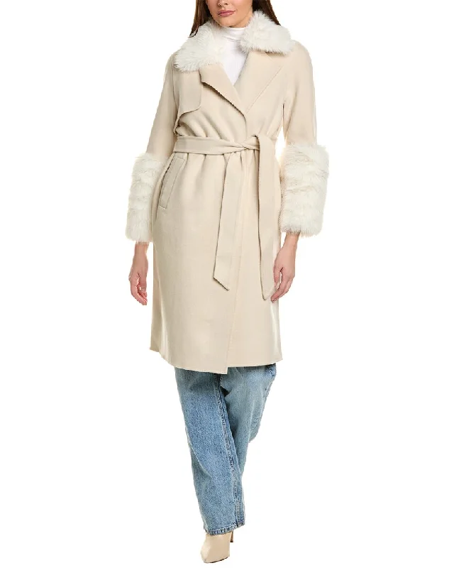 lightweight packable jacket for women -Adrienne Landau Wool Coat