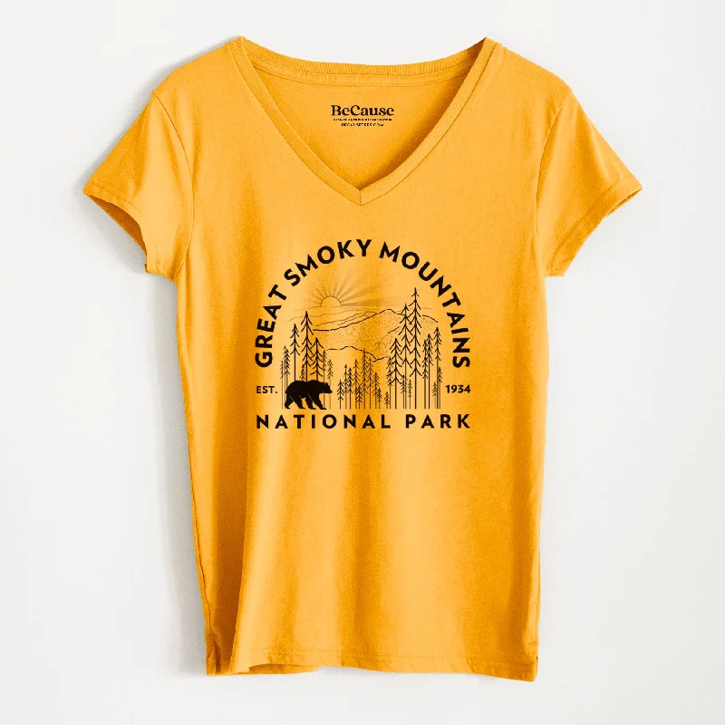 cute peplum blouse for ladies -Great Smoky Mountains National Park - Women's 100% Recycled V-neck