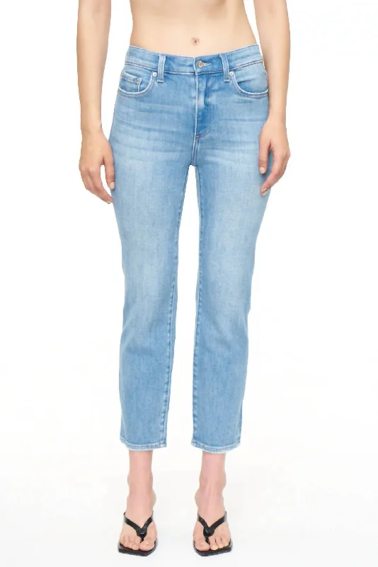 ladies' light-wash denim jeans -Monroe Crop High Rise Cigarette Crop Jeans In Mai Tai