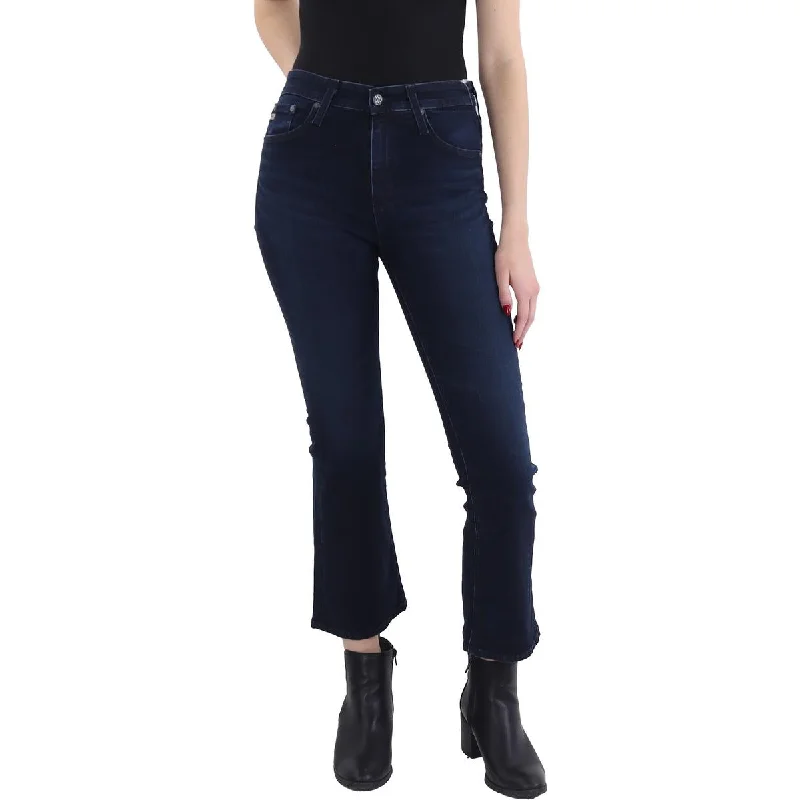 women's classic blue denim jeans -Womens High Rise Cropped Bootcut Jeans