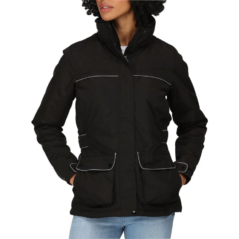 women's varsity bomber jacket -Regatta Linnette Insulated Womens Waterproof Jacket - Black