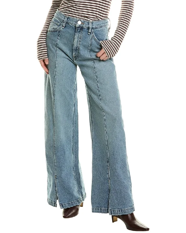 comfortable high-rise jeans for women -HUDSON Jeans James Caribbean Breeze High-Rise Wide Leg Jean