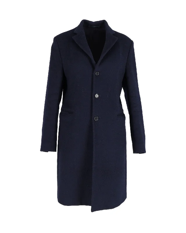 ladies' lightweight anorak coat -Acne Studios Overcoat in Navy Blue Wool