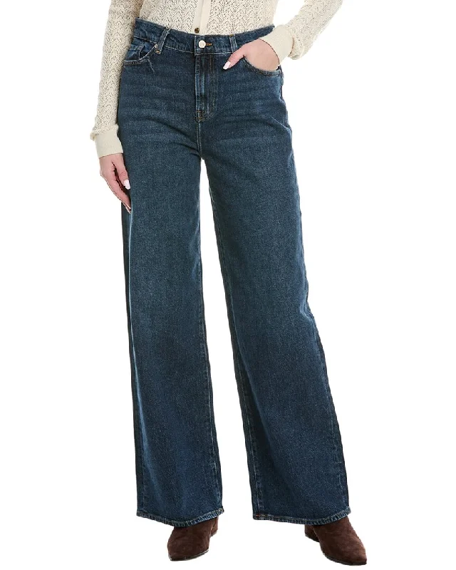 women's dark-wash denim jeans -7 For All Mankind Scout Thrill Wide Leg Jean